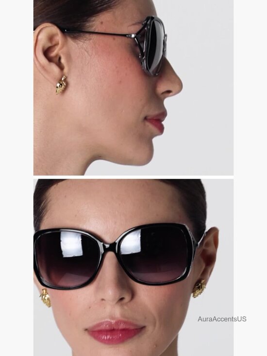 UV400 Protective Oval Sunglasses with Metal Temple main image 6